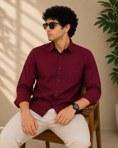 Deep Maroon Full Sleeve Formal Shirt