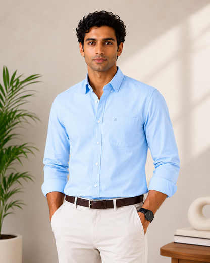 Ice Blue Full Sleeve Men's Shirt
