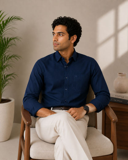 Navy Blue Full Sleeve Men's Shirt