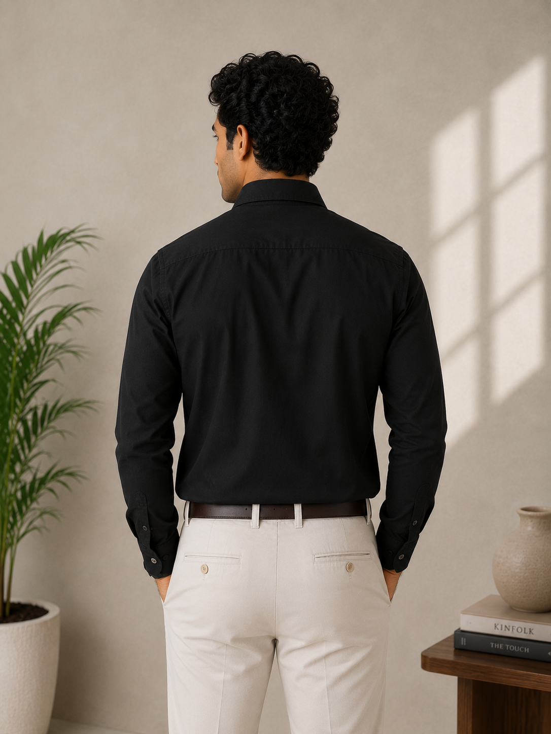 Jet Black Slim Fit Full Sleeve Men's Shirt