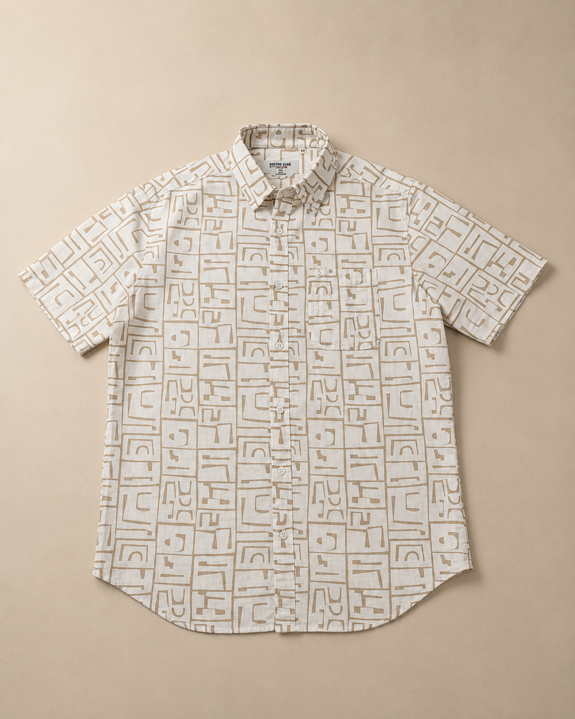 Off-White Abstract Print Half Sleeve Men's Shirt
