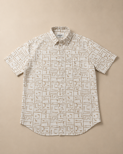 Off-White Abstract Print Half Sleeve Men's Shirt