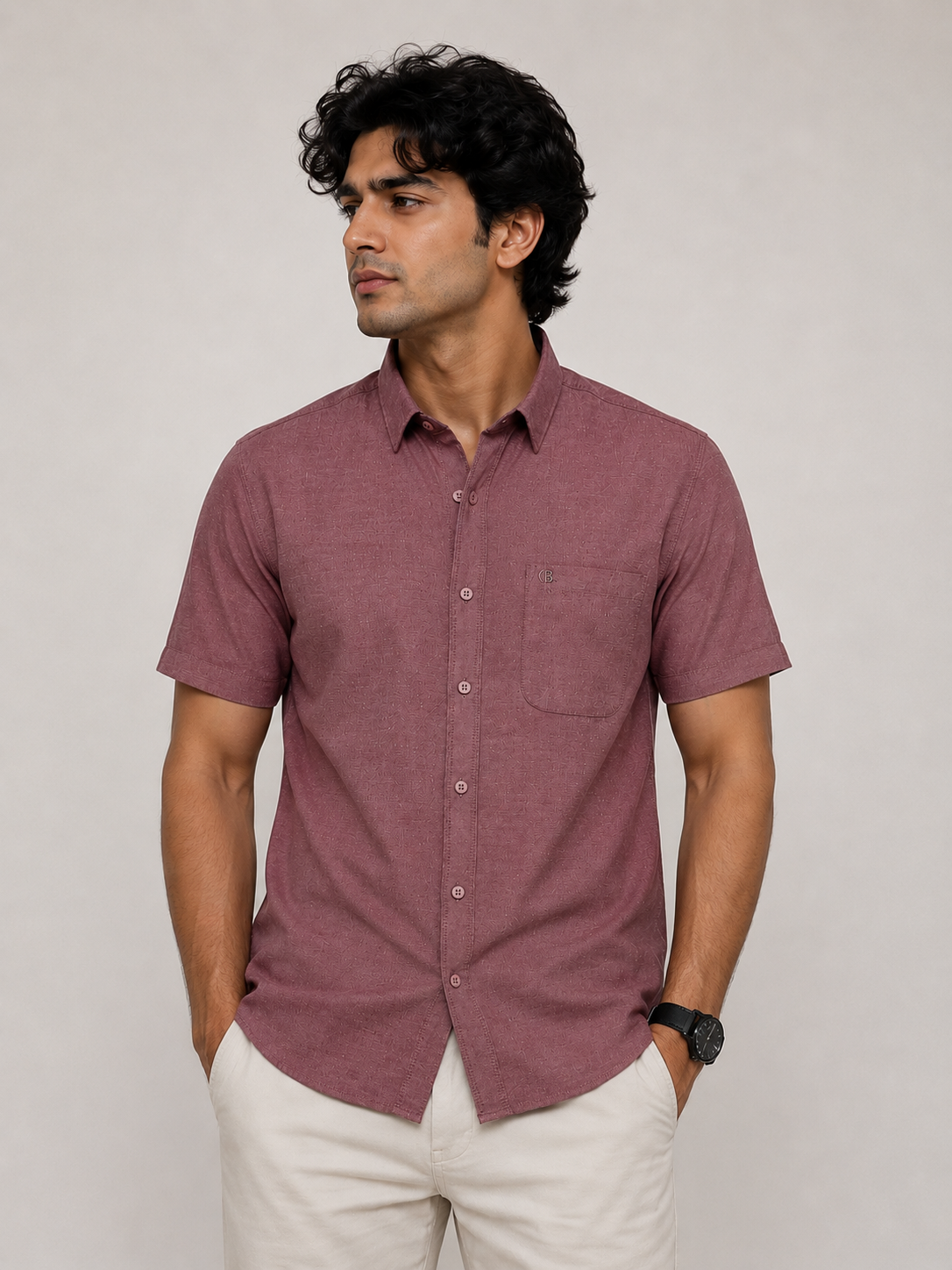 Wine Rose Half Sleeve Formal Shirt
