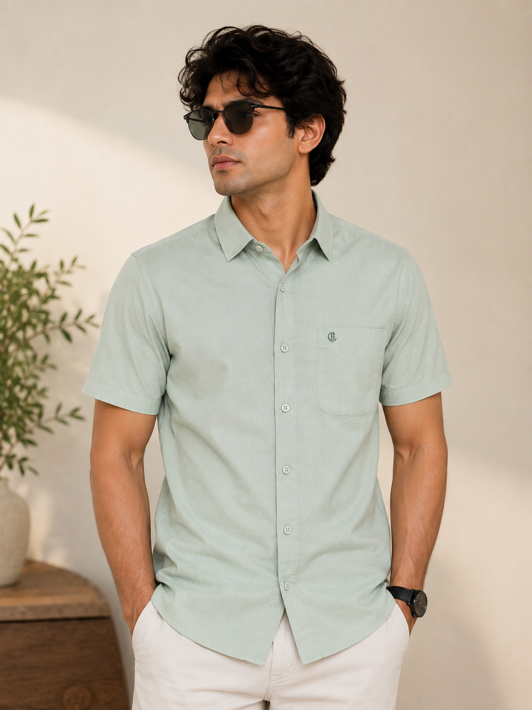 Sage Mint Half Sleeve Formal Shirt