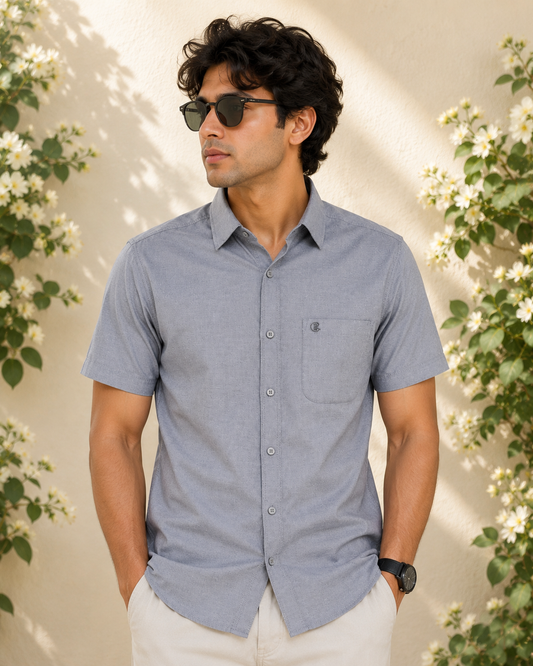 Steel Blue Half Sleeve Formal Shirt
