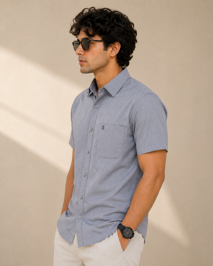 Steel Blue Half Sleeve Formal Shirt