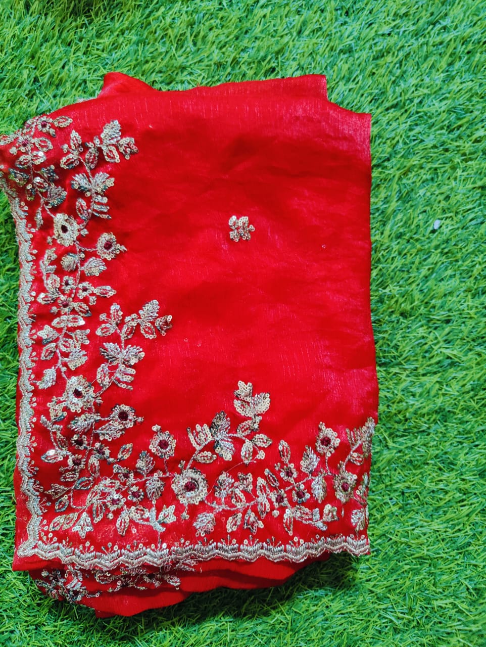 Elegant Navy Blue Ombre Saree with Silver Crystal Embellished Border