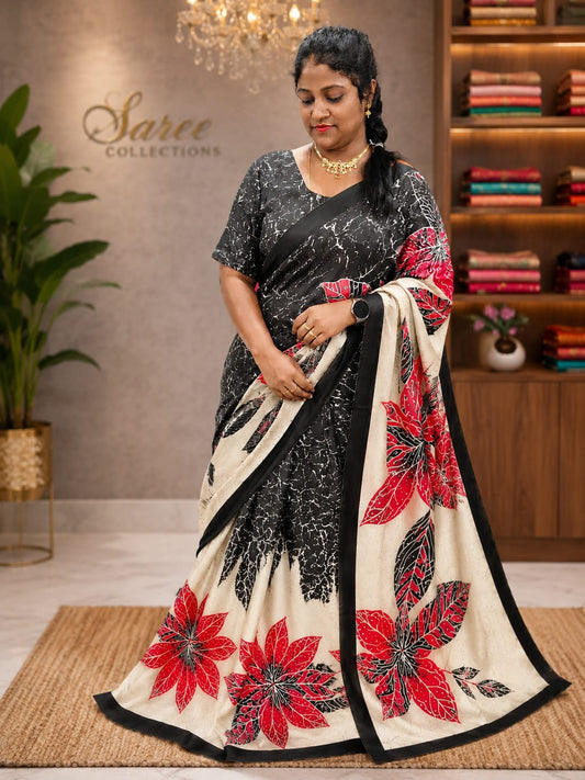 Premium Mirror Work Saree with Floral Design