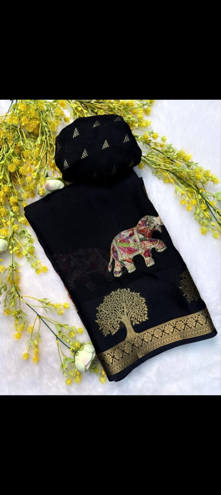 Elephant Dola 3D print Saree