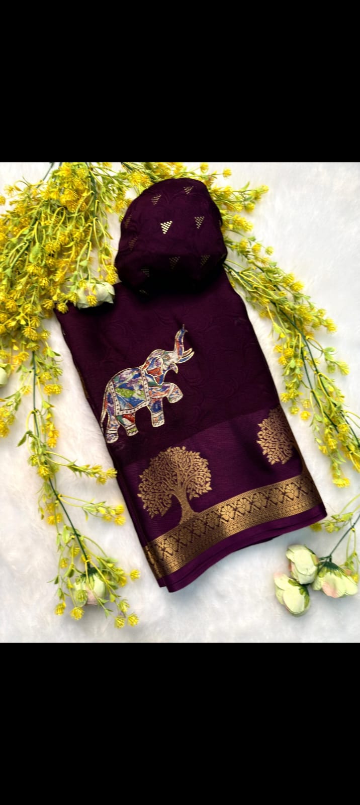 Elephant Dola 3D print Saree
