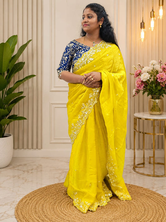 Space Silk saree - With ready made blouse