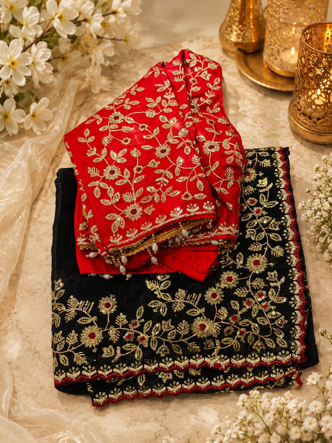 Space silk work saree with stitched blouse