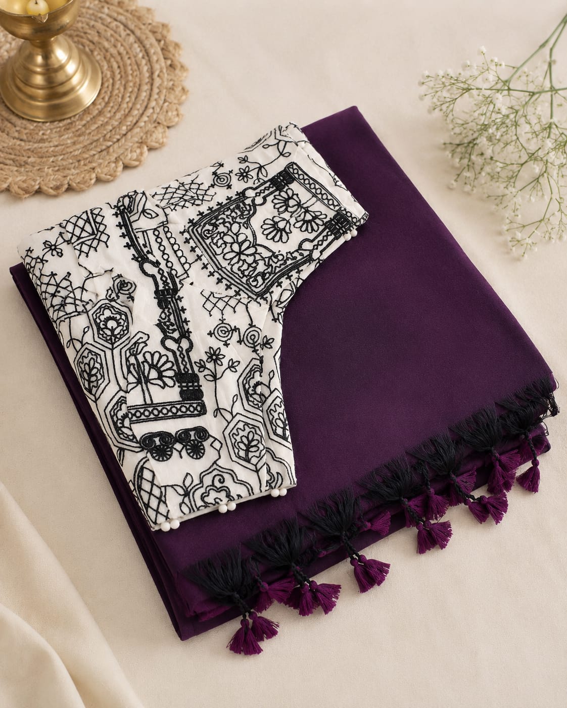 Khadi Cotton Sarees with Stitched Blouses