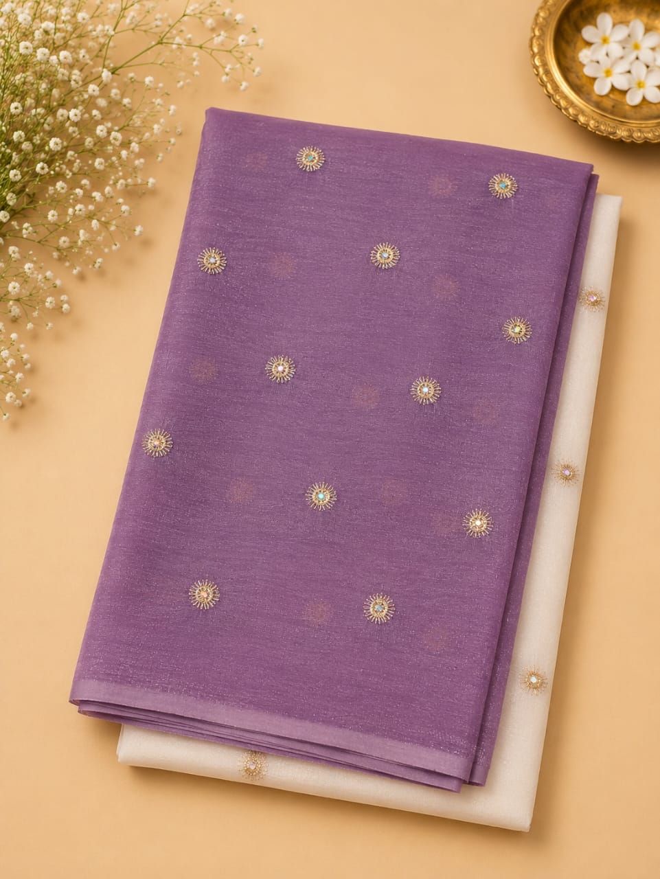 Crunchy Crush Saree - Dual Colors with Embroidery