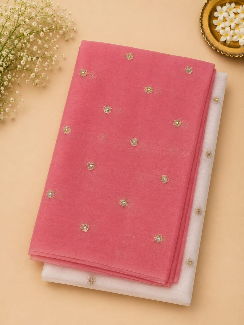 Crunchy Crush Saree - Dual Colors with Embroidery