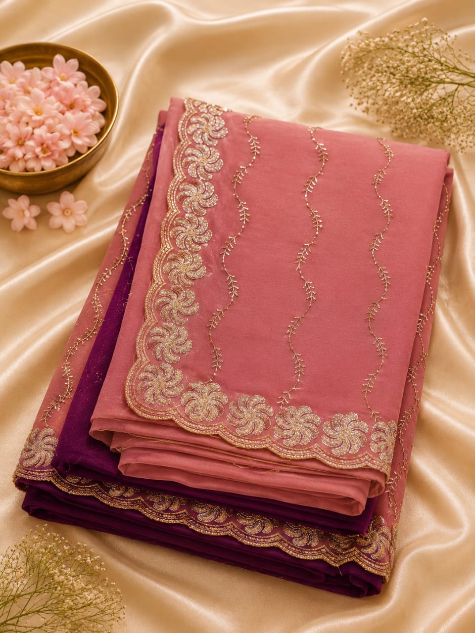Bead work saree