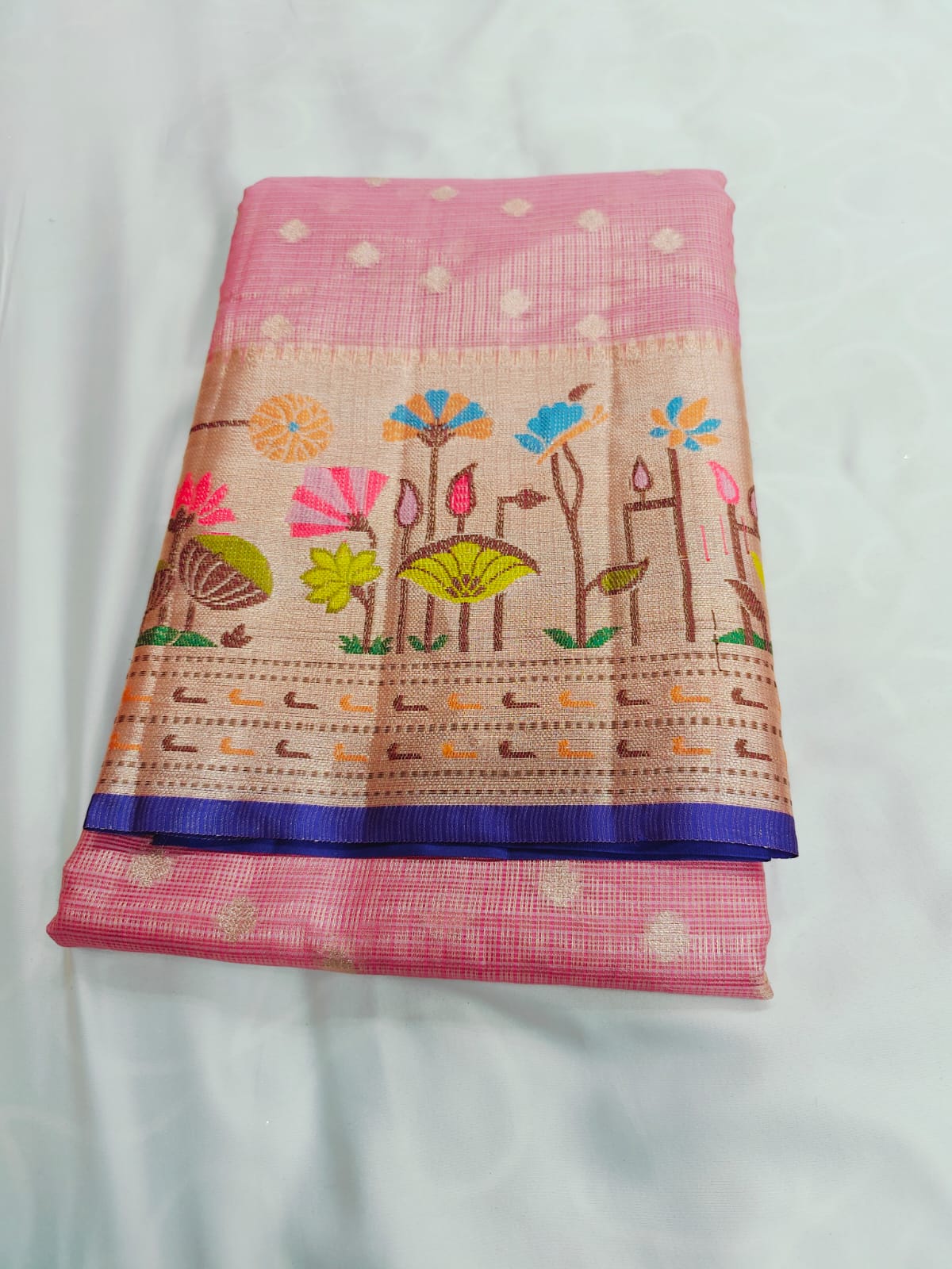 Handwoven Silk Saree with Artistic Motif Border - Premium Collection