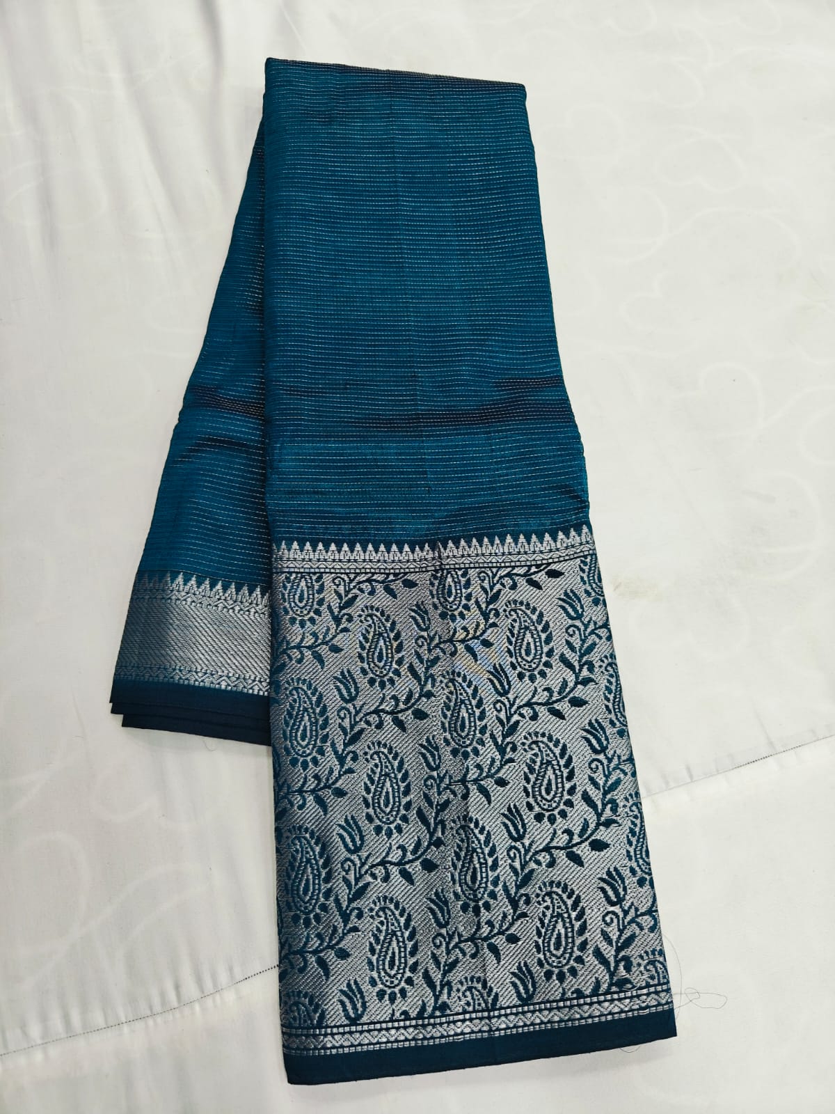 Premium Chiffon Banarasi Saree with Silver Zari Border