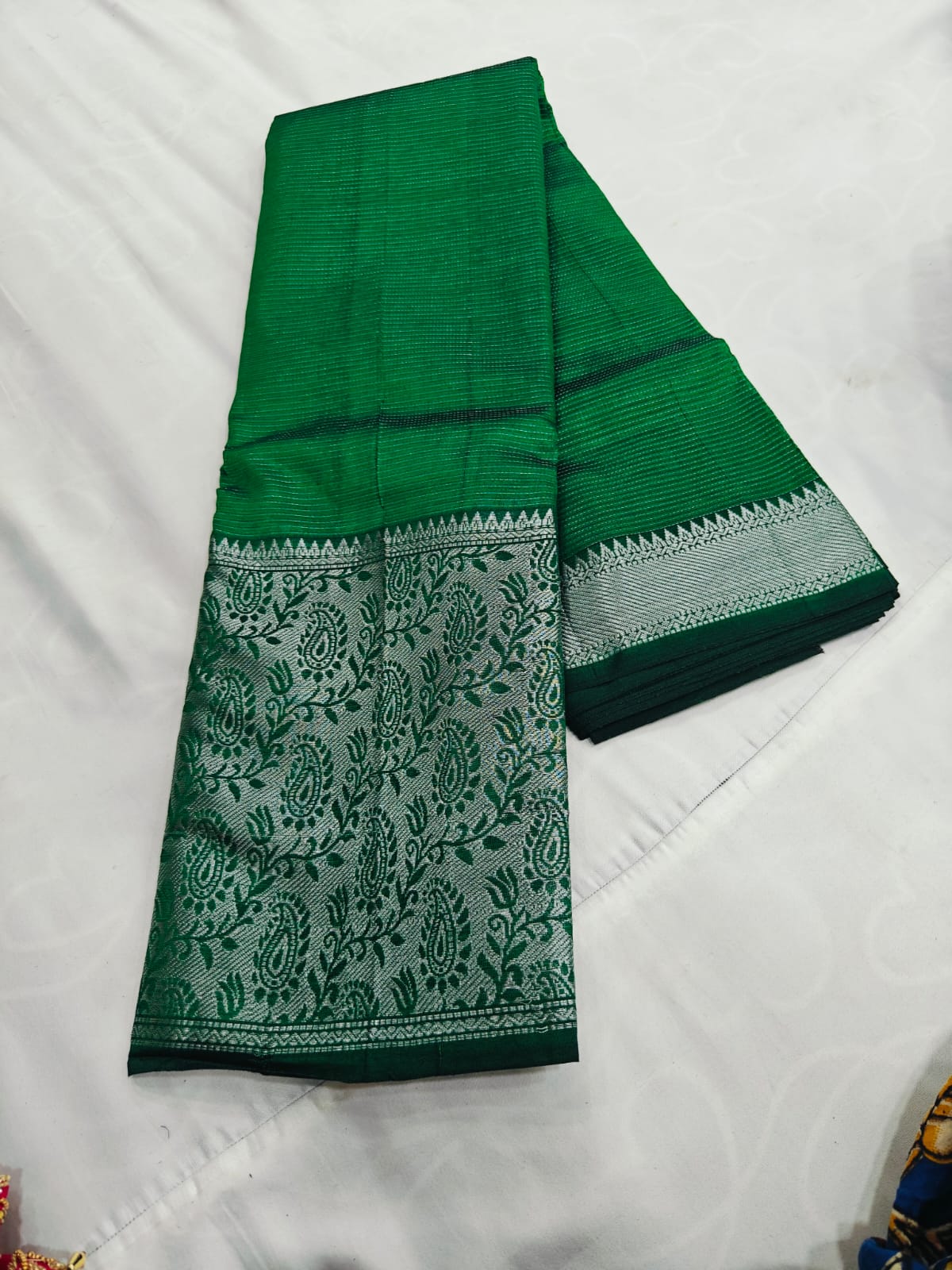 Premium Chiffon Banarasi Saree with Silver Zari Border