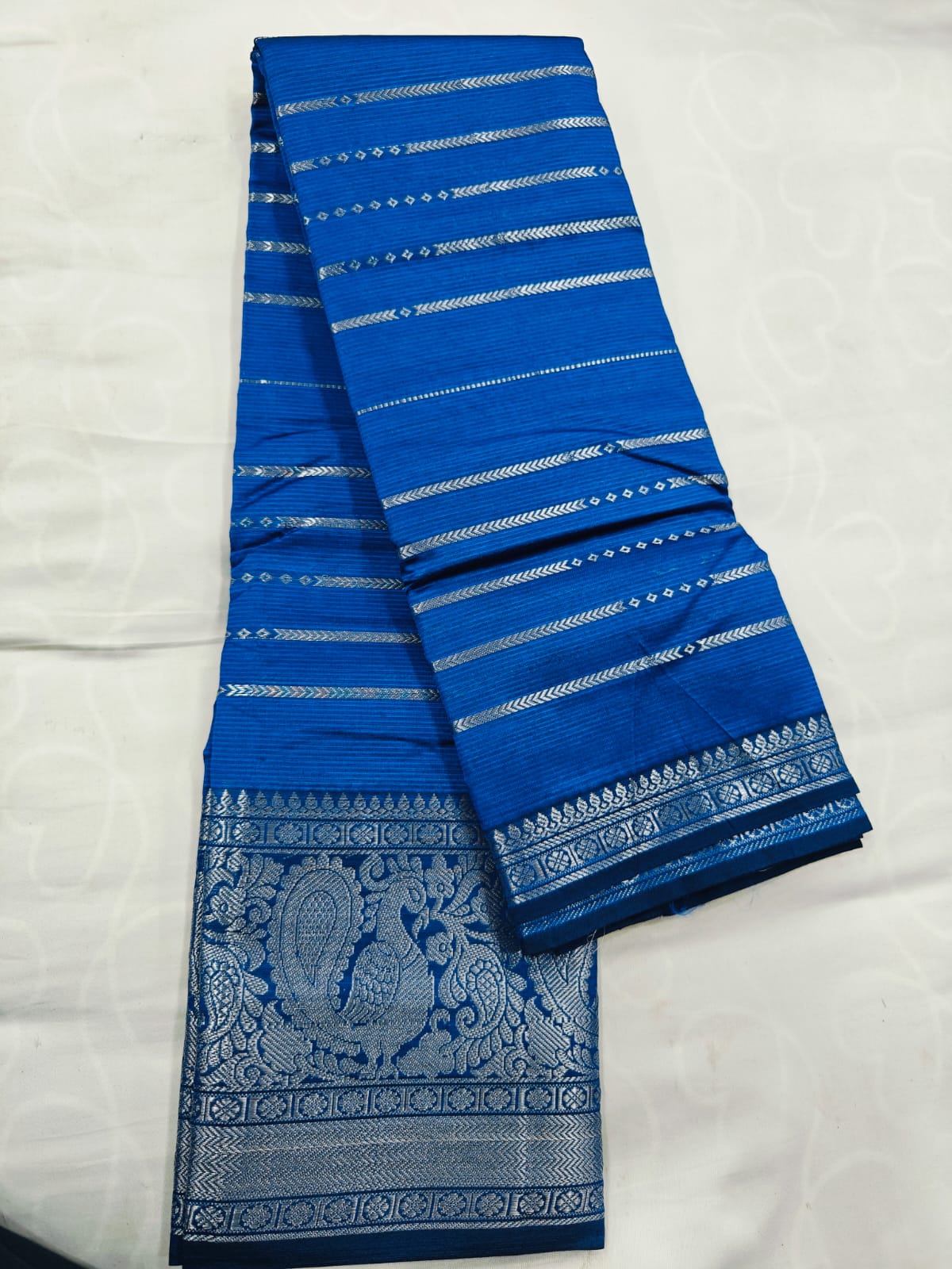 Premium Chiffon Banarasi Saree with Silver Zari Pallu