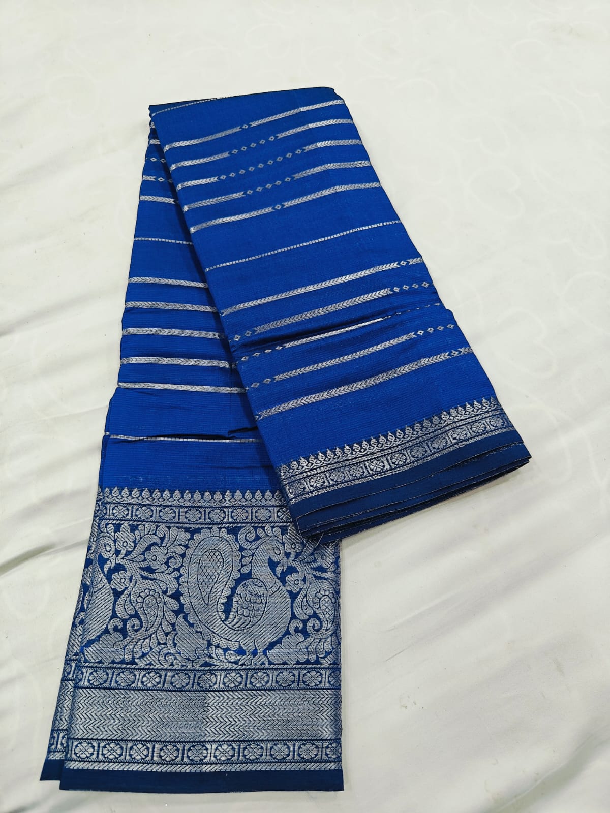 Premium Chiffon Banarasi Saree with Silver Zari Pallu