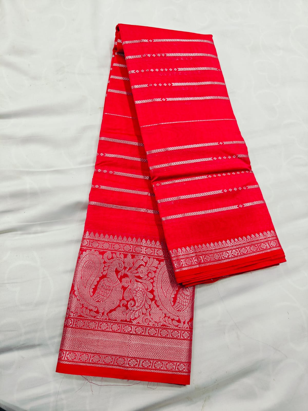 Premium Chiffon Banarasi Saree with Silver Zari Pallu