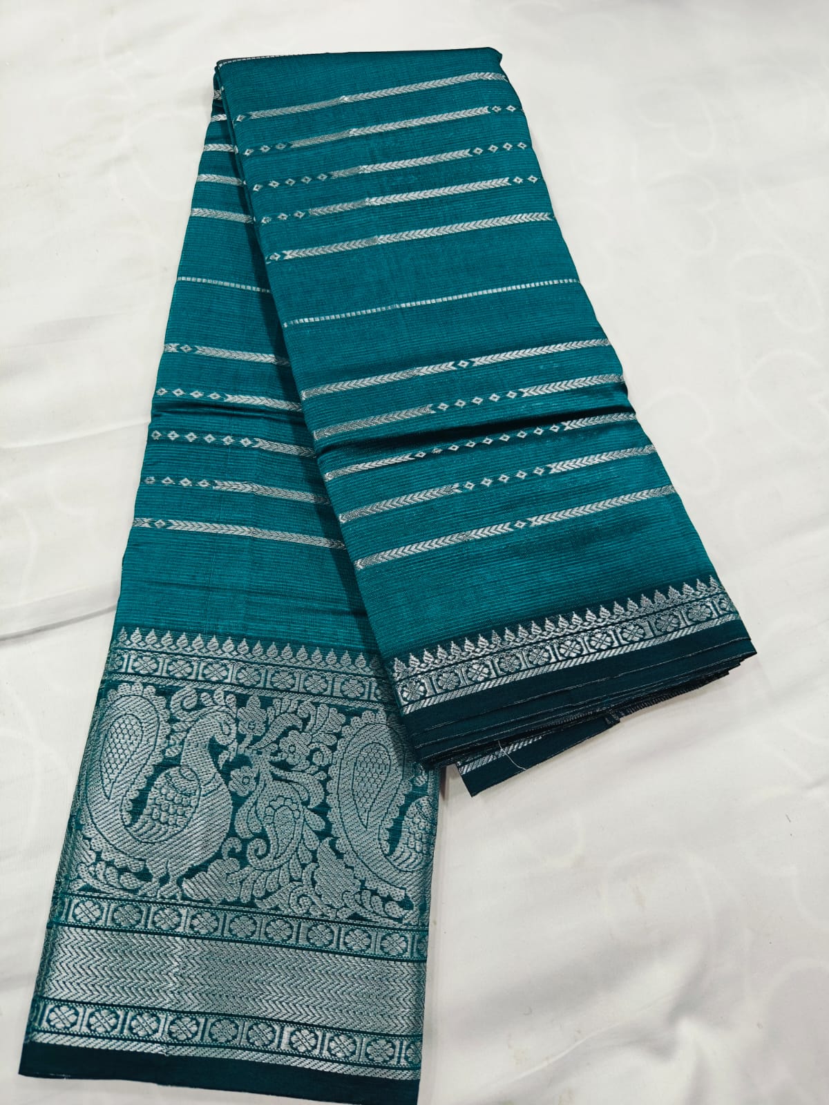 Premium Chiffon Banarasi Saree with Silver Zari Pallu