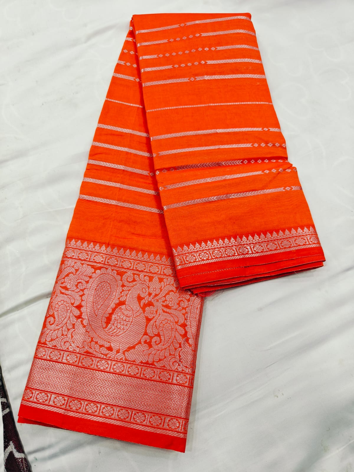 Premium Chiffon Banarasi Saree with Silver Zari Pallu