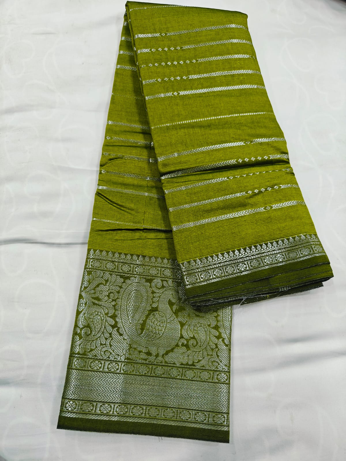 Premium Chiffon Banarasi Saree with Silver Zari Pallu