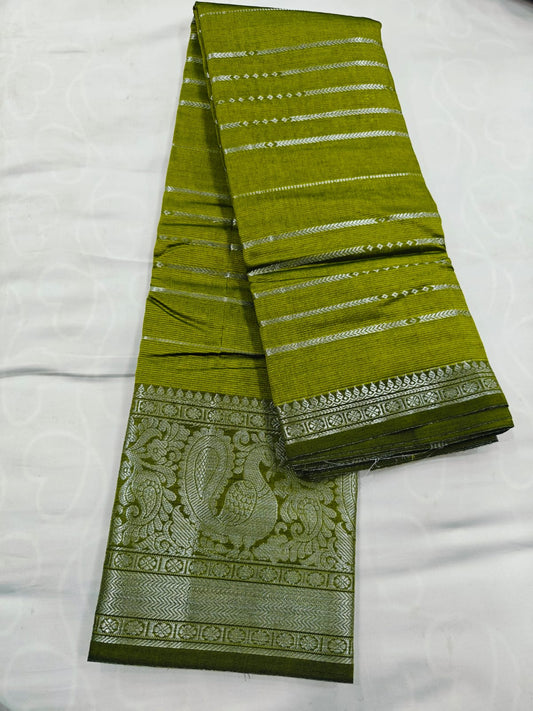 Premium Chiffon Banarasi Saree with Silver Zari Pallu