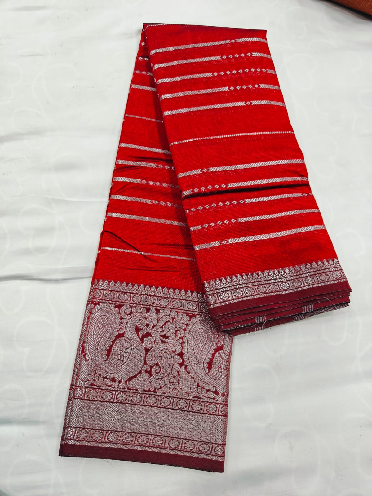 Premium Chiffon Banarasi Saree with Silver Zari Pallu