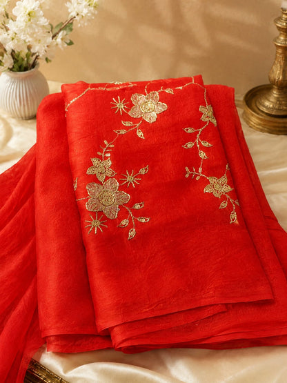 Rangoli Crush Saree - with work Blouse