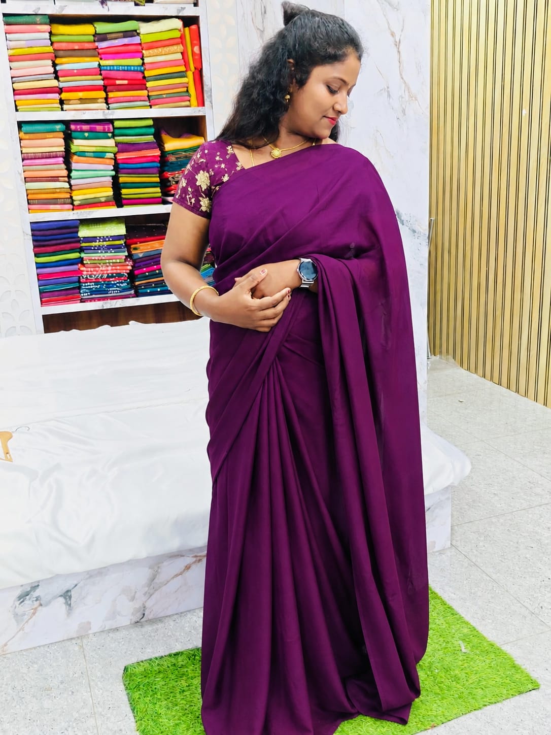 Rangoli Crush Saree - with work Blouse