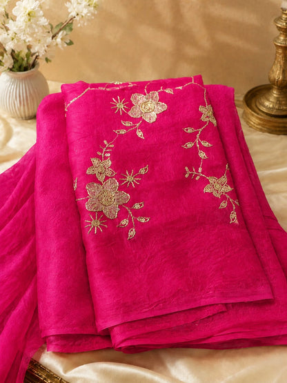 Rangoli Crush Saree - with work Blouse