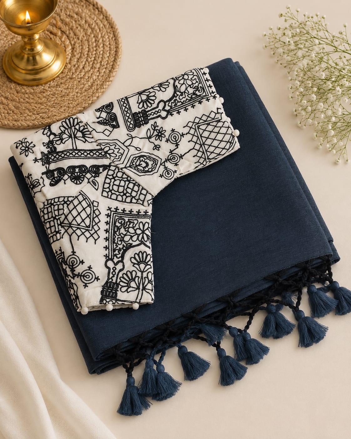 Khadi Cotton Sarees with Stitched Blouses