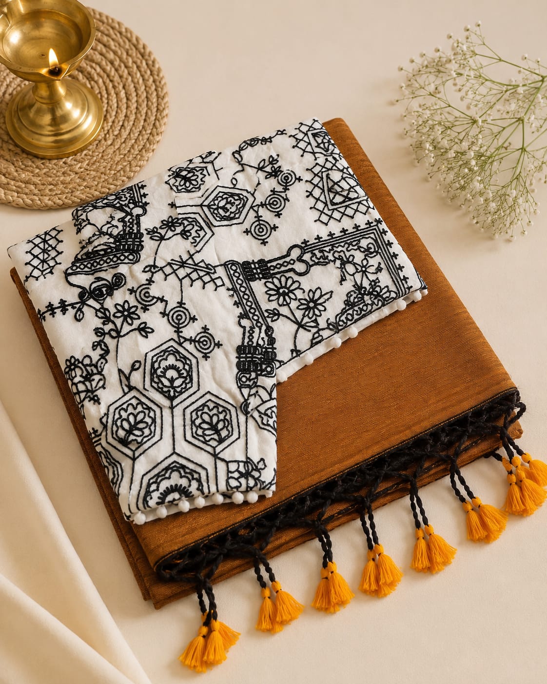 Khadi Cotton Sarees with Stitched Blouses