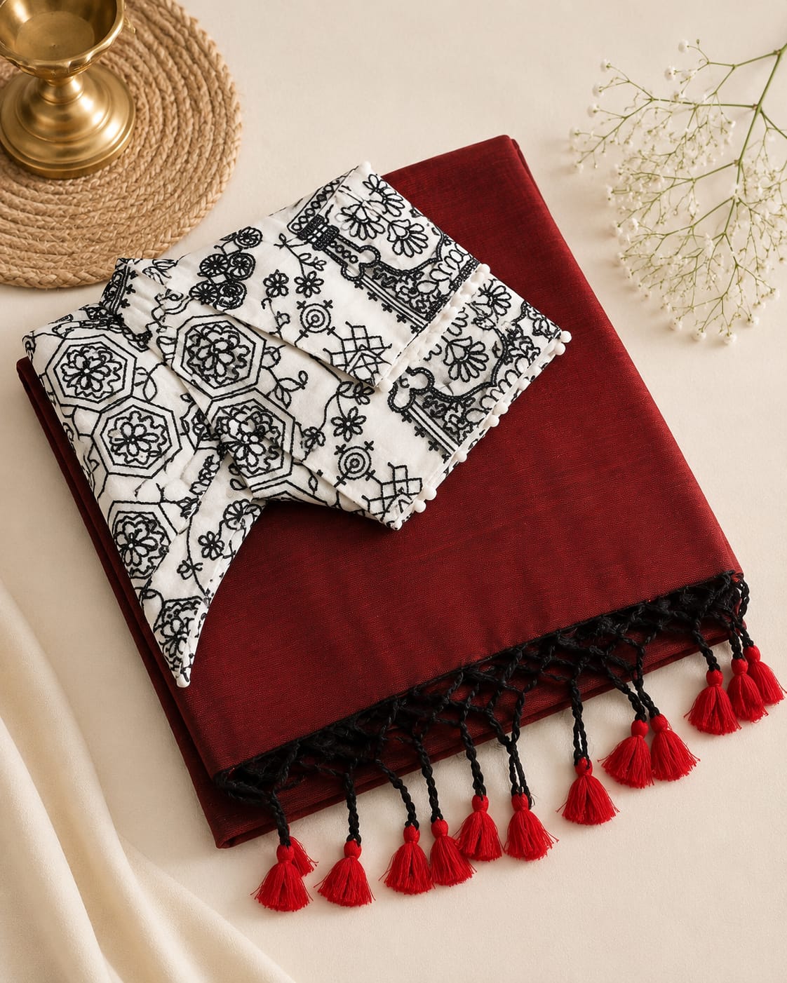Khadi Cotton Sarees with Stitched Blouses