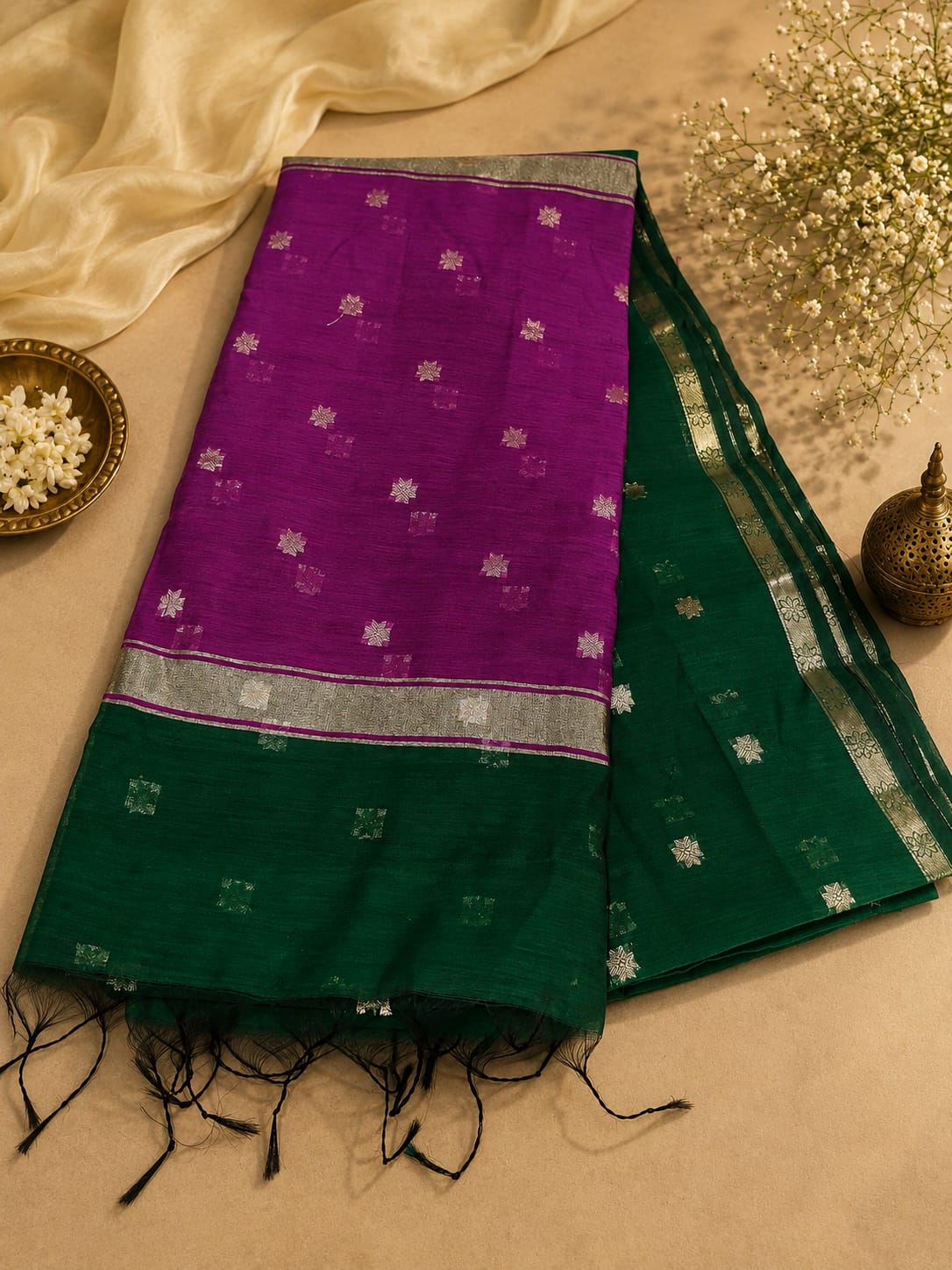 Maheswari Khadi Silk Zari Butti Saree