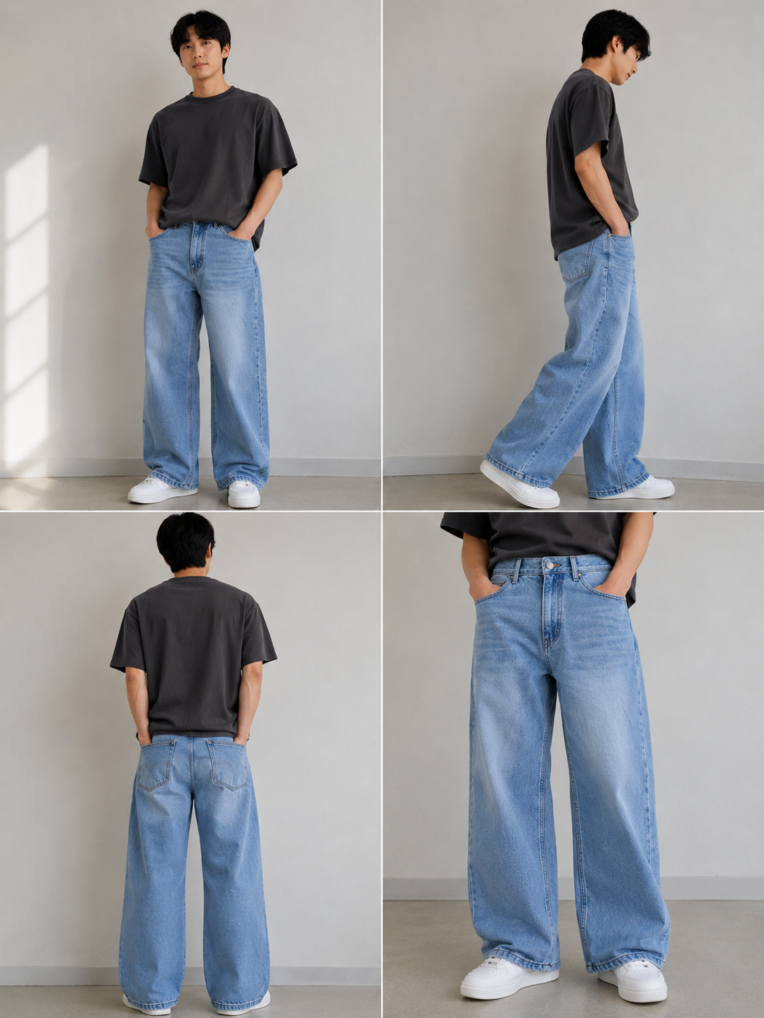 Men's Wide Leg Baggy Jeans