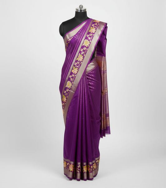 Purple Saree Draped on Mannequin